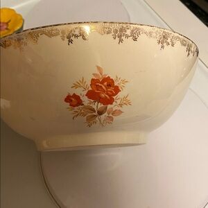 Vintage 1930s Empress Gold Rose Large Bowl by Sears Roebuck & Co,22k,Oven proof.